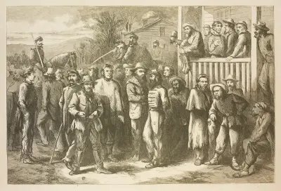 A group of Butternut prisoners, taken from life av Thomas Nast