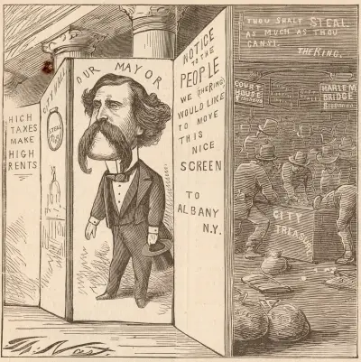 A respectable screen covers a multitude of thieves av Thomas Nast