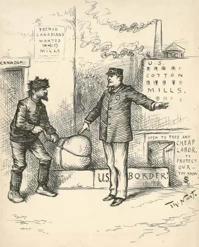 A tariff to protect those mills operations would put the duty upon the Canadians not on the cotton cloth av Thomas Nast