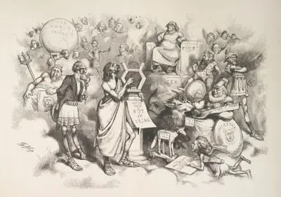 Apollo underhåller gudarna av Thomas Nast