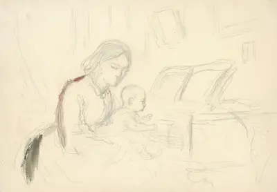 Bebis spelar piano av Thomas Nast