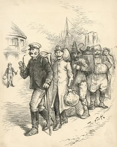 Free trade every day to compete with our labor and not all Britishers by any means av Thomas Nast
