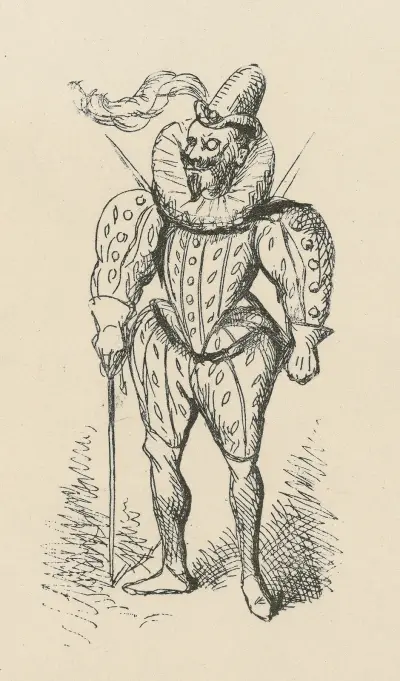 Helbild av man i elisabetansk dräkt av Thomas Nast