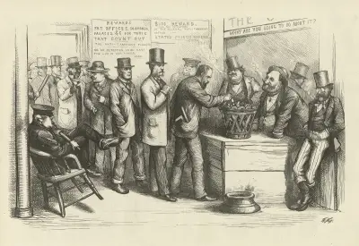 Går igenom den allmänna rösträttens form av Thomas Nast