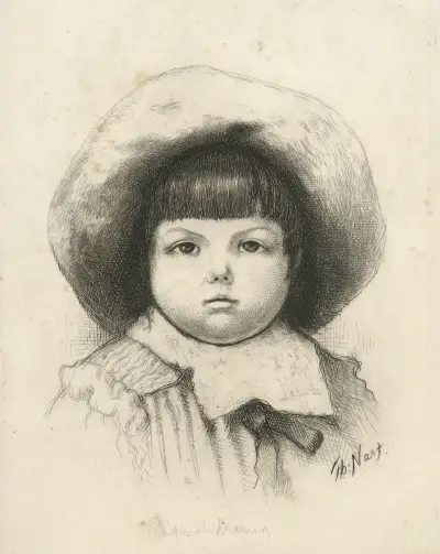 Huvud av en liten pojke av Thomas Nast