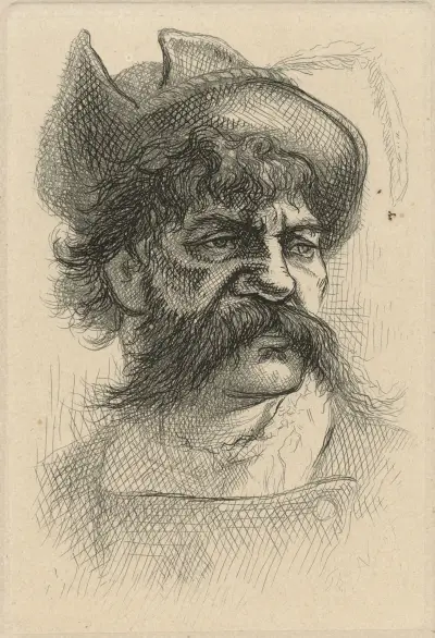Huvud av man med renässanshatt av Thomas Nast
