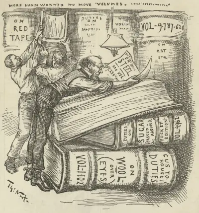If the Tariff Commission would only step in and solve some of these riddles av Thomas Nast