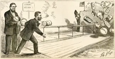 Håll bollen i rullning. — Kampanjsång av Thomas Nast