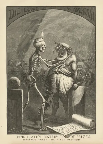 Kung Dödens prisutdelning – Bacchus får förstapriset av Thomas Nast