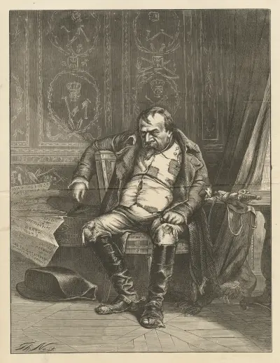 Napoleon. 'Döda mäns kläder slits snart ut'. av Thomas Nast