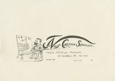 Nast Cartoon Syndicate [letterhead design drawing] av Thomas Nast