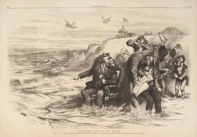 Vår moderna Canute vid Long Branch av Thomas Nast
