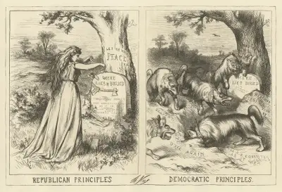 Republikanska principer. Demokratiska principer av Thomas Nast