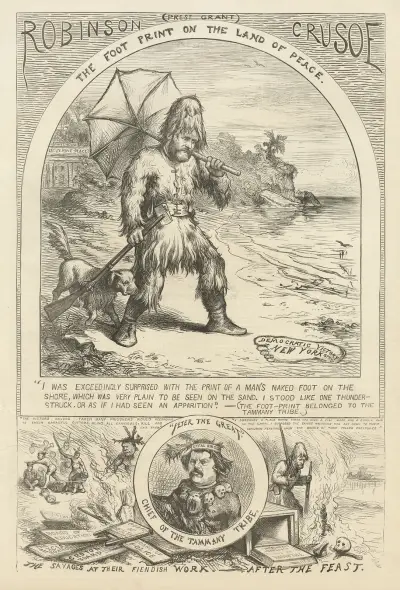 Robinson Crusoe – fotspåret i fredens land av Thomas Nast