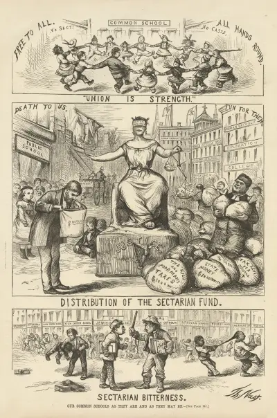Sectarian bitterness. Our common schools as they are and as they may be. av Thomas Nast