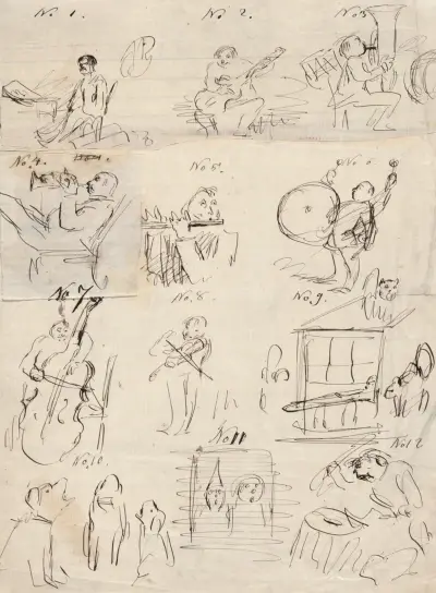 Sheet of Sequential Drawings About Music av Thomas Nast