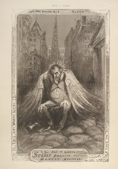 Ghoulighetens tidevarv. Barrikad mot ärlig handel av Thomas Nast