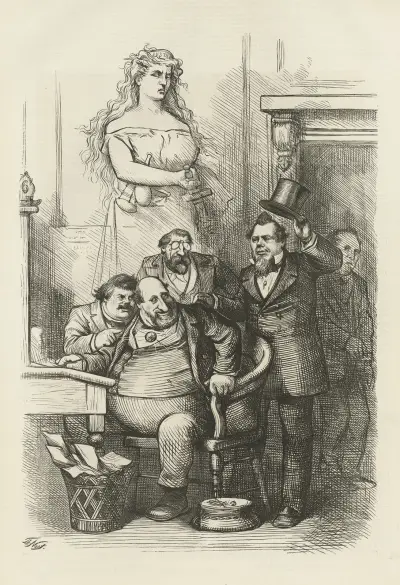The arrest of ‘boss’ Tweed — another good joke av Thomas Nast
