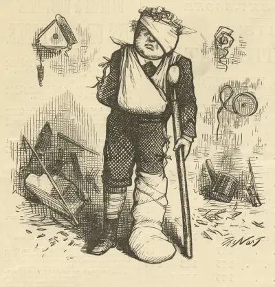 Dagen efter. Pojken som hade en mycket trevlig fjärde juli av Thomas Nast