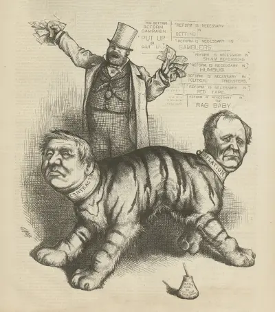 The democratic (deformed) tiger ‘fixed’. av Thomas Nast