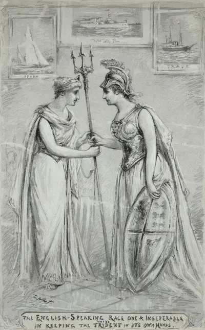 The English-Speaking Race One and Inseparable Unite in Keeping the Trident in It’s Own Hands av Thomas Nast