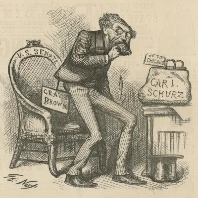 The Missouri papers say that (ex) Gratz Brown’s objective point is understood to be –. av Thomas Nast