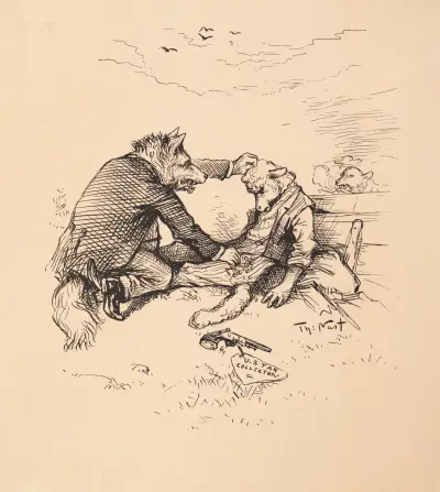 Vargen och lammet – fabel av Thomas Nast