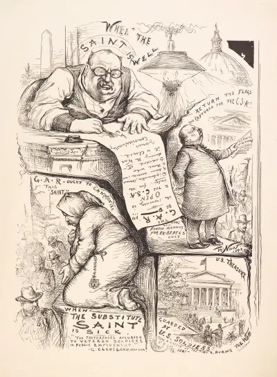 When the saint is well. When the substitute saint is sick av Thomas Nast