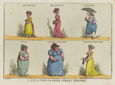 A bill of fare for Bond Street epicures. Pigs Pettitoes. Scrag of Mutton. Leg of Lamb. Polony. Cods-Head and Shoulders. Lamb Chop and Mint Sauce av Thomas Rowlandson
