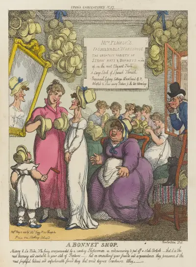 A bonnet shop, Thomas Rowlandson