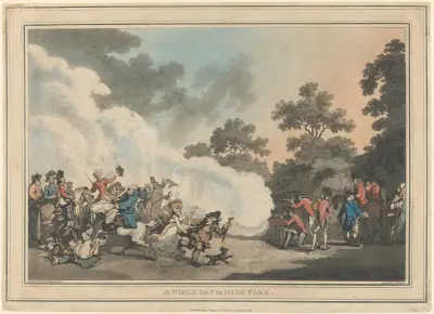 En dag på fältet i Hyde Park av Thomas Rowlandson