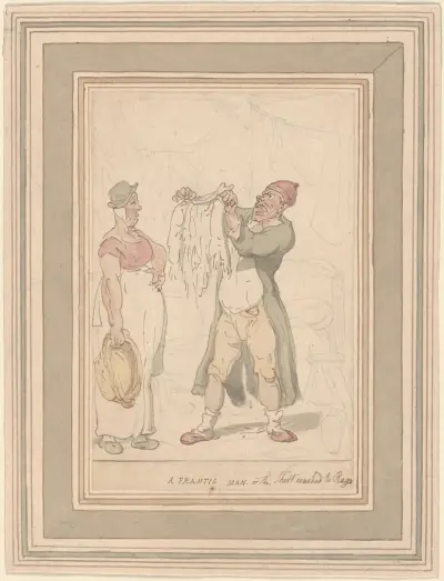 En förvirrad man eller skjortan tvättad till trasor av Thomas Rowlandson