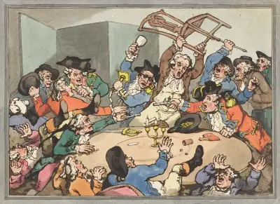 Ett uppslag vid ett hasardbord av Thomas Rowlandson