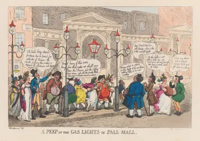 A peep at the gas lights in Pall Mall, Thomas Rowlandson
