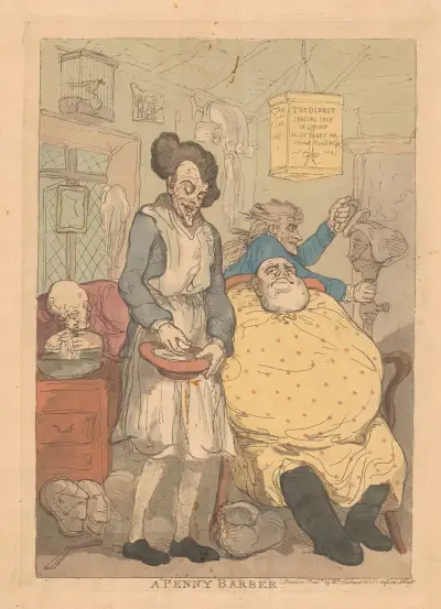 En pennybarberare av Thomas Rowlandson