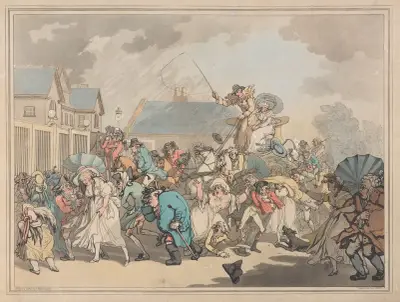 A sudden squall in Hyde Park, Thomas Rowlandson