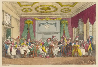 A table D’hote, or French ordinary in Paris, Thomas Rowlandson