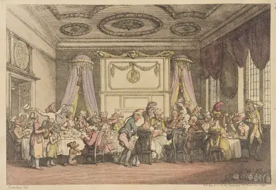 A table D’hote, or French ordinary in Paris, Thomas Rowlandson