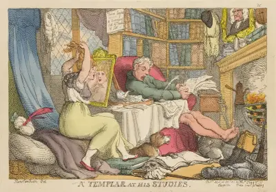 A Templar at his studies, Thomas Rowlandson