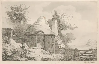 Ett bondhus med halmtak av Thomas Rowlandson