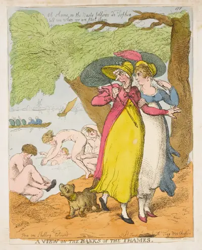 Utsikt vid Themsens strand av Thomas Rowlandson