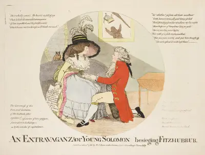 An extravaganza or Young Solomon besieging Fitzhubhub, Thomas Rowlandson