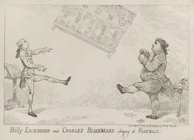 Billy Lackbeard and Charley Blackbeard playing at football, Thomas Rowlandson