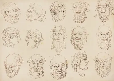 Karikatyder av femton huvuden av Thomas Rowlandson