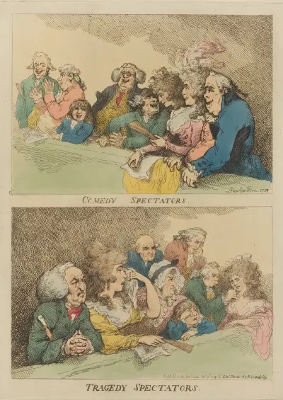 Comedy spectators. Tragedy spectators, Thomas Rowlandson