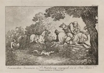 Kommendör Trunnion och löjtnant Hatchway på rävjakt av Thomas Rowlandson