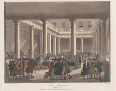 Corn Exchange, Mark Lane av Thomas Rowlandson