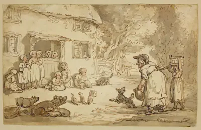 Stugan full av barn av Thomas Rowlandson