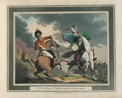 Cut One, and Thigh Protect, New Guard av Thomas Rowlandson
