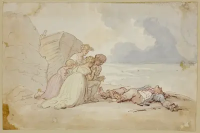 Upptäckten av den drunknade sjömannen av Thomas Rowlandson